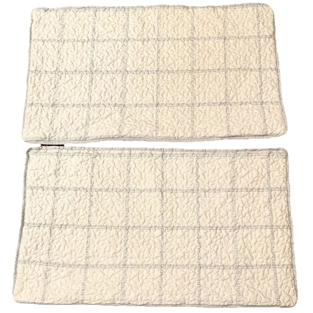 JCP Home Expressions King Quilted Pillow Shams Set Blue White Cotton Farmhouse